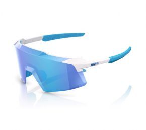 100% Aerocraft Sunglasses Matte White/HiPER Blue Mirror Lens  2024 - DURABLE SHORTS DESIGNED FOR HEADING OFF ROAD 
